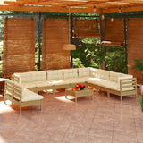 11 Piece Garden Lounge Set with Cushions Honey Brown Pinewood
