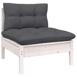 11 Piece Garden Lounge Set with Cushions White Solid Pinewood - Top-Down View