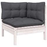11 Piece Garden Lounge Set with Cushions White Solid Pinewood - 45-Degree Angle