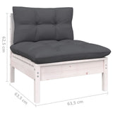 11 Piece Garden Lounge Set with Cushions White Solid Pinewood - Rear View