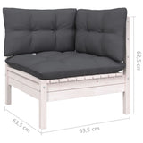 11 Piece Garden Lounge Set with Cushions White Solid Pinewood - Close-Up Angle
