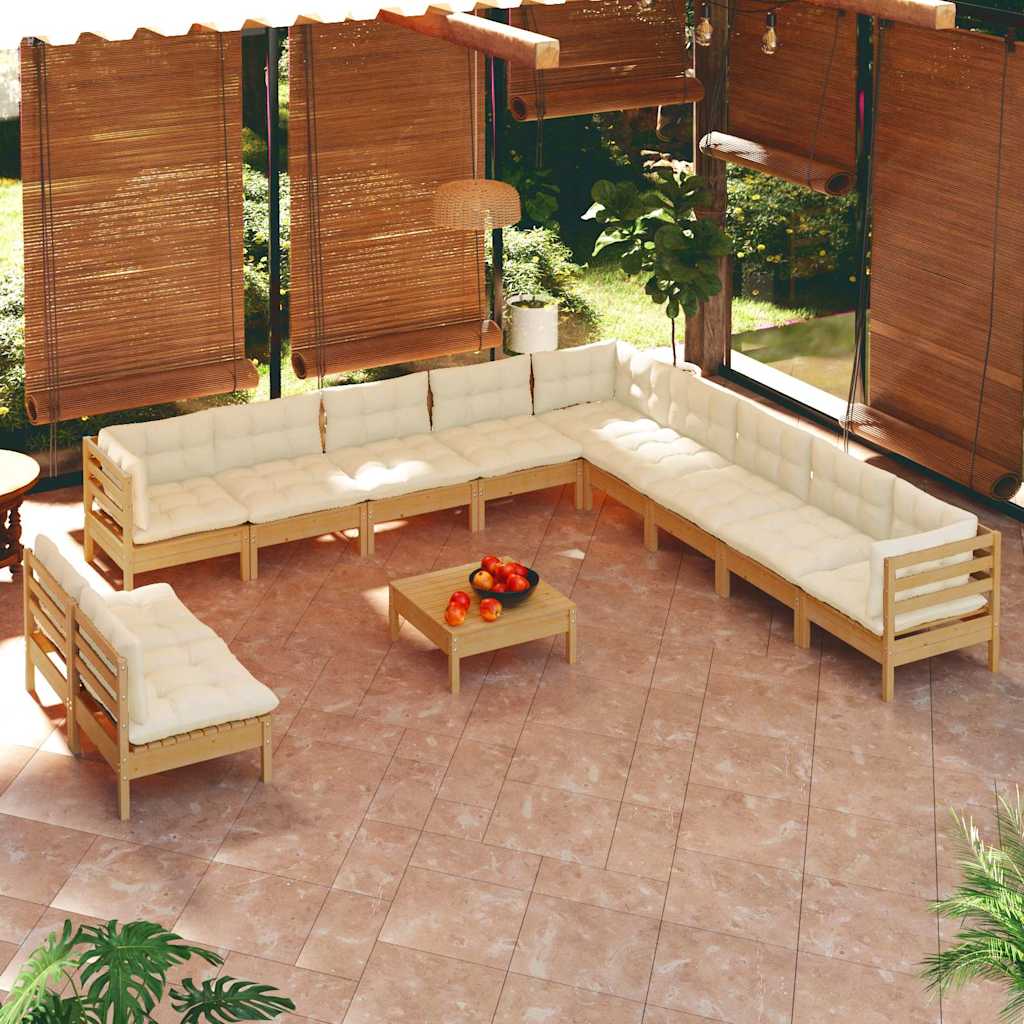 12 Piece Garden Lounge Set with Cushions Honey Brown Pinewood