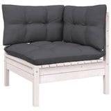 12 Piece Garden Lounge Set with Cushions White Solid Pinewood - 45-Degree Angle