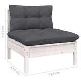 12 Piece Garden Lounge Set with Cushions White Solid Pinewood - Close-Up Angle
