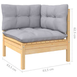13 Piece Garden Lounge Set with Grey Cushions Solid Pinewood - Low Angle