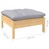 13 Piece Garden Lounge Set with Grey Cushions Solid Pinewood - Extra Image