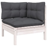13 Piece Garden Lounge Set with Cushions White Solid Pinewood - 45-Degree Angle