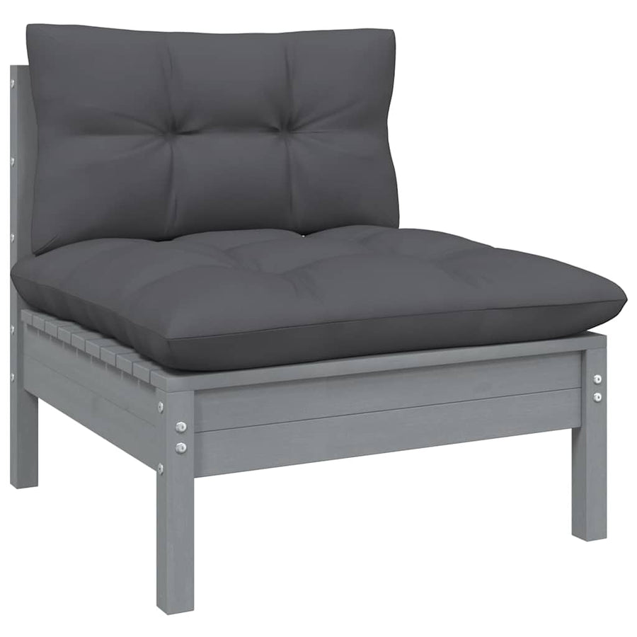 13 Piece Garden Lounge Set with Cushions Grey Solid Pinewood