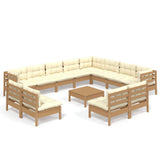 13 Piece Garden Lounge Set with Cushions Honey Brown Pinewood