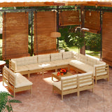 13 Piece Garden Lounge Set with Cushions Honey Brown Pinewood