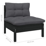 14 Piece Garden Lounge Set with Cushions Black Solid Pinewood - Close-Up Angle