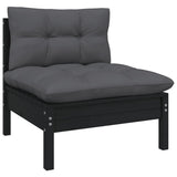 10 Piece Garden Lounge Set with Cushions Black Solid Pinewood - Top-Down View
