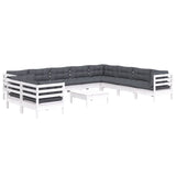 11 Piece Garden Lounge Set with Cushions White Solid Pinewood - Side View