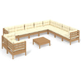 11 Piece Garden Lounge Set with Cushions Honey Brown Pinewood - Front View