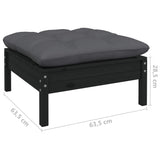 11 Piece Garden Lounge Set with Cushions Black Solid Pinewood - Extra Image