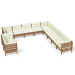 11 Piece Garden Lounge Set with Cushions Honey Brown Pinewood