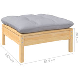 12 Piece Garden Lounge Set with Grey Cushions Solid Pinewood - Extra Image