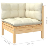 12 Piece Garden Lounge Set with Cream Cushions Solid Pinewood