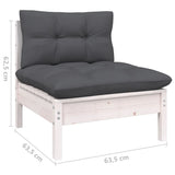 12 Piece Garden Lounge Set with Cushions White Solid Pinewood - Low Angle