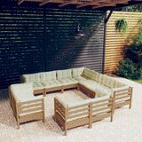 11 Piece Garden Lounge Set with Cushions Honey Brown Pinewood