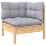 12 Piece Garden Lounge Set with Grey Cushions Solid Pinewood - 45-Degree Angle