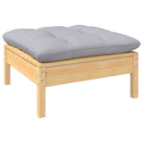 12 Piece Garden Lounge Set with Grey Cushions Solid Pinewood - Rear View
