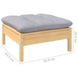 12 Piece Garden Lounge Set with Grey Cushions Solid Pinewood - Extra Image