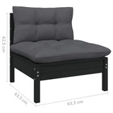 12 Piece Garden Lounge Set with Cushions Black Solid Pinewood - Close-Up Angle