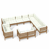 12 Piece Garden Lounge Set with Cushions Honey Brown Pinewood