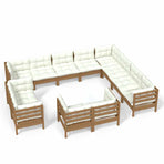 12 Piece Garden Lounge Set with Cushions Honey Brown Pinewood