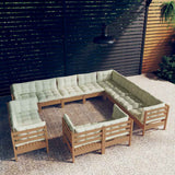 12 Piece Garden Lounge Set with Cushions Honey Brown Pinewood