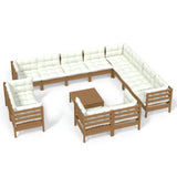 13 Piece Garden Lounge Set with Cushions Honey Brown Pinewood