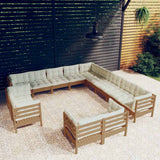13 Piece Garden Lounge Set with Cushions Honey Brown Pinewood