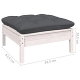 9 Piece Garden Lounge Set with Cushions White Pinewood - Extra Image