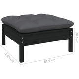 9 Piece Garden Lounge Set with Cushions Black Pinewood