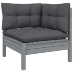 9 Piece Garden Lounge Set with Cushions Grey Pinewood