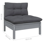 9 Piece Garden Lounge Set with Cushions Grey Pinewood