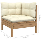 10 Piece Garden Lounge Set with Cushions Honey Brown Pinewood - Rear View
