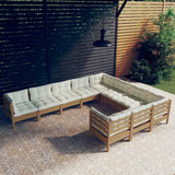 10 Piece Garden Lounge Set with Cushions Honey Brown Pinewood