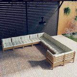 10 Piece Garden Lounge Set with Cushions Honey Brown Pinewood