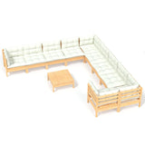 11 Piece Garden Lounge Set with Cream Cushions Pinewood - Front View
