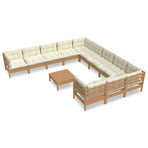 12 Piece Garden Lounge Set with Cushions Honey Brown Pinewood
