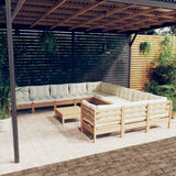 12 Piece Garden Lounge Set with Cushions Honey Brown Pinewood
