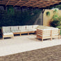 10 Piece Garden Lounge Set with Cushions Honey Brown Pinewood