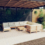 11 Piece Garden Lounge Set with Cushions Honey Brown Pinewood