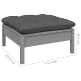 12 Piece Garden Lounge Set with Cushions Grey Pinewood - Rear View