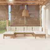 6 Piece Garden Lounge Set with Cushions Honey Brown Pinewood
