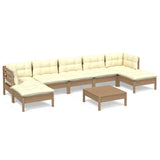 8 Piece Garden Lounge Set with Cushions Honey Brown Pinewood - Front View