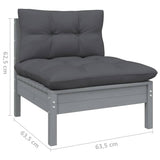 9 Piece Garden Lounge Set with Cushions Grey Pinewood - Extra Image