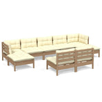 9 Piece Garden Lounge Set with Cushions Honey Brown Pinewood